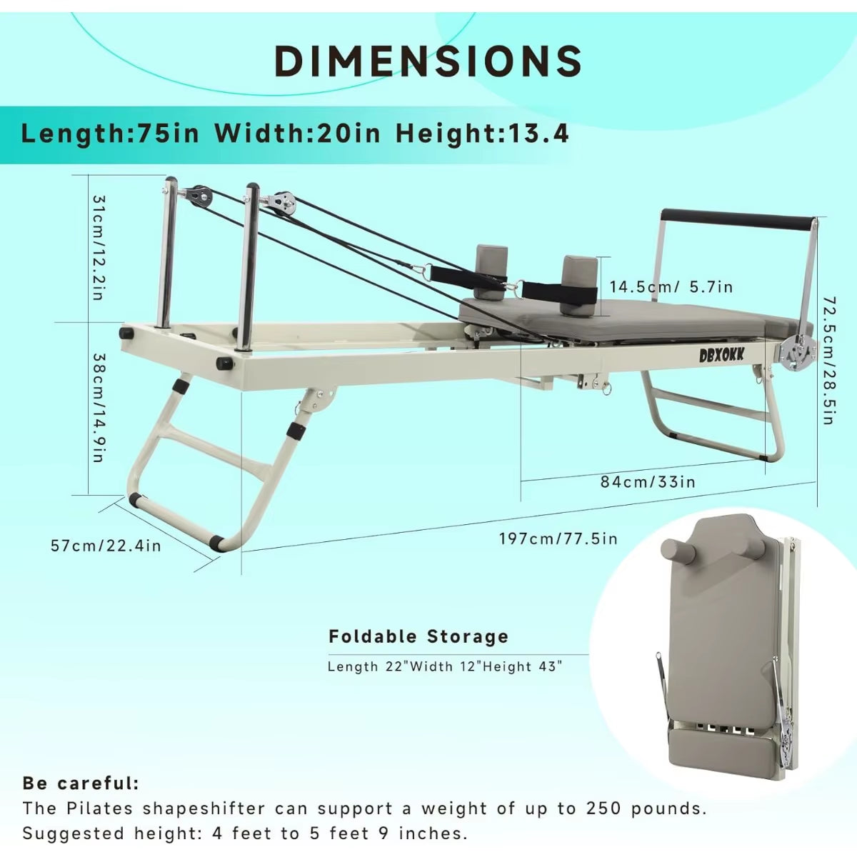 Pilates Reformer Machine ,Foldable Pilates Machine Equipment for Home,Suitable for Beginners and Intermediate Users