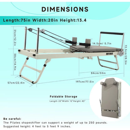 Pilates Reformer Machine ,Foldable Pilates Machine Equipment for Home,Suitable for Beginners and Intermediate Users